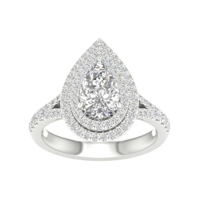 64091 - pear double halo engagement ring