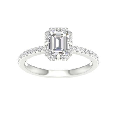64098 - emerald halo engagement ring