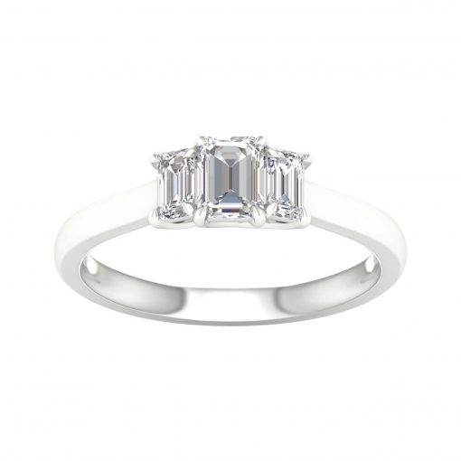 64104 - emerald 3 stone engagement ring