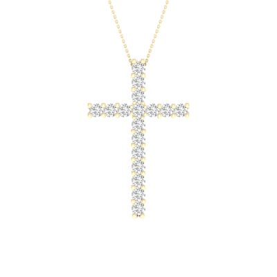 14K 0.50CT Certified Lab Grown Diamond Cross Pendant ( IGI Certified )