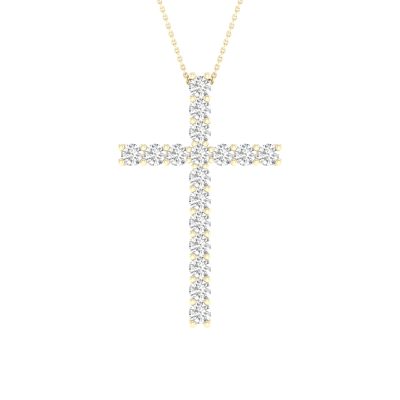 14K 1.00CT Certified Lab Grown Diamond Cross Pendant ( IGI Certified )