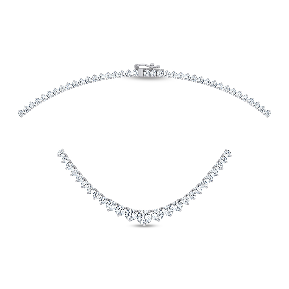 14K 7.00CT GRADUATED LAB DIAMOND NECKLACE 17 INCH - Image 2