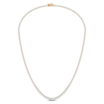 14K 10.00CT Certified Lab Grown GRADUATED DIAMOND NECKLACE 18 Inch
