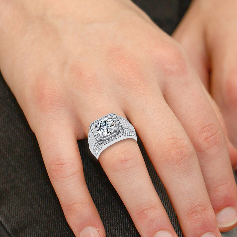 14K 4.12CT Lab Diamond Mens Ring - Image 4