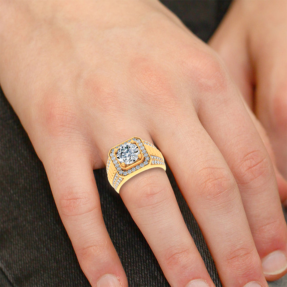 14K 4.12CT Lab Diamond Mens Ring - Image 4