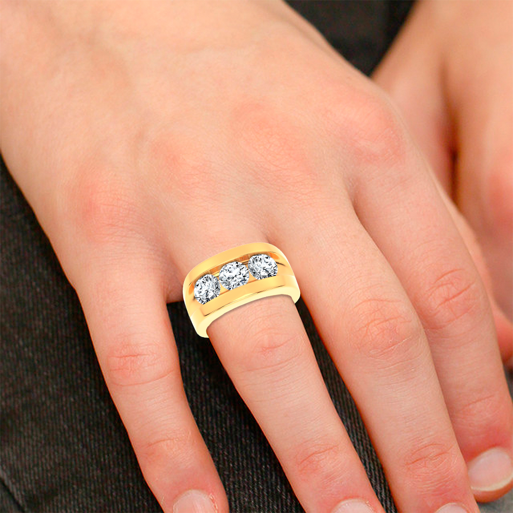 14k 3.20CT Certified Lab Grown Mens Ring - Image 4