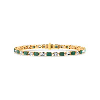14k 2.15ct Natural Emerald + Lab Grown Diamond Bracelet