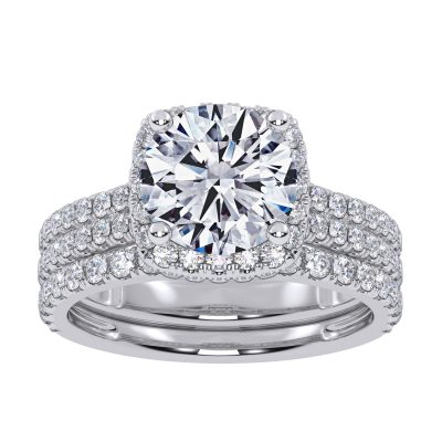 14K 2.54CT Certified Lab Grown Diamond Bridal Set
