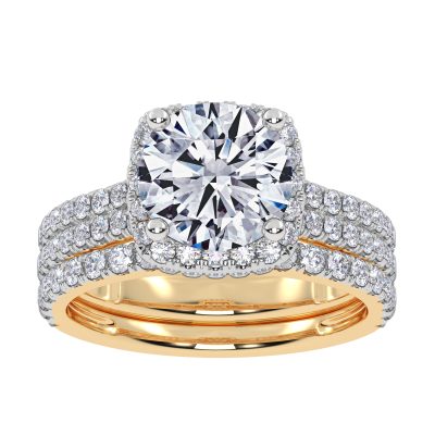 14K 2.54CT Certified Lab Grown Diamond Bridal Set