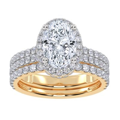 14K 2.54CT Certified Lab Grown Diamond Bridal Set