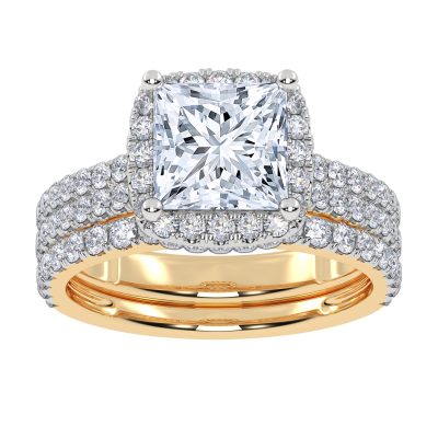 14K 2.54CT Certified Lab Grown Diamond Bridal Set