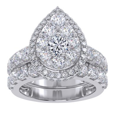 10K 3.00CT Certified Lab Grown Diamond Bridal Set