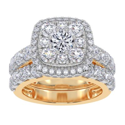 10K 3.00CT Certified Lab Grown Diamond Bridal Set