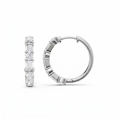 14K 2.00 CT Lab Grown Diamond Hoop Earrings