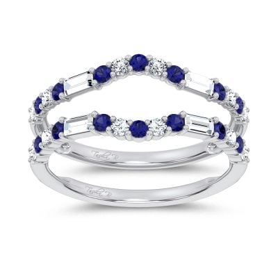 14K 0.37CT Natural SAPPHIRE RING GUARD with 0.25CT Lab Grown Diamonds