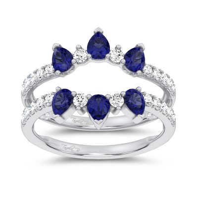 14K 1.14CT Natural SAPPHIRE RING GUARD with 0.55CT Lab Grown Diamonds