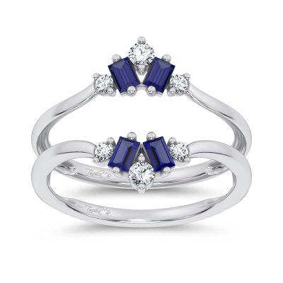 14K 0.44CT Natural SAPPHIRE RING GUARD with 0.20CT Lab Grown Diamonds