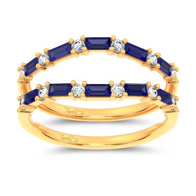 14K 0.58CT Natural SAPPHIRE RING GUARD with 0.25CT Lab Grown Diamonds