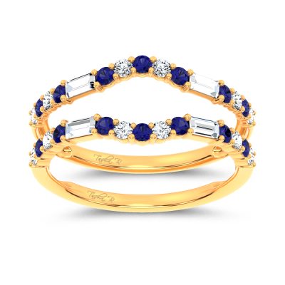 14K 0.37CT Natural SAPPHIRE RING GUARD with 0.25CT Lab Grown Diamonds