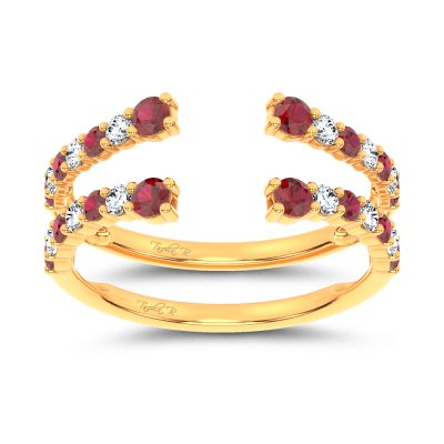 14K 0.54CT Natural Ruby GUARD with 0.25CT Lab Grown Diamonds