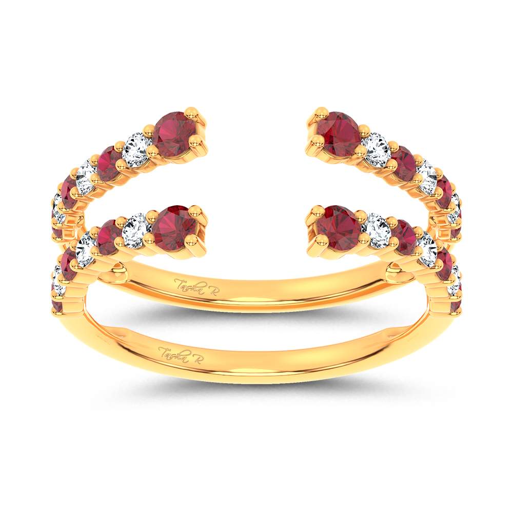 14K 0.54CT Natural Ruby GUARD with 0.25CT Lab Grown Diamonds
