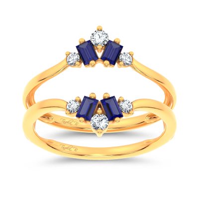 14K 0.44CT Natural SAPPHIRE RING GUARD with 0.20CT Lab Grown Diamonds