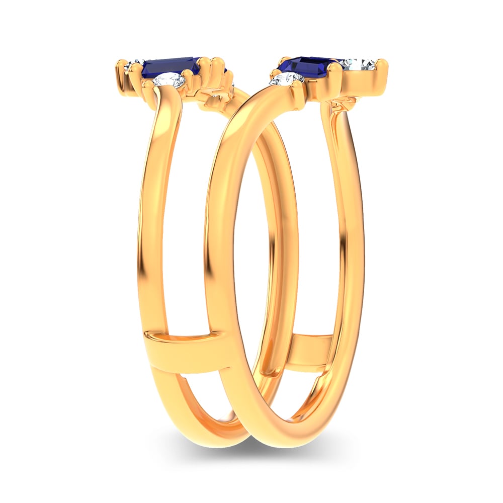 14K 0.44CT Natural SAPPHIRE RING GUARD with 0.20CT Lab Grown Diamonds - Image 2