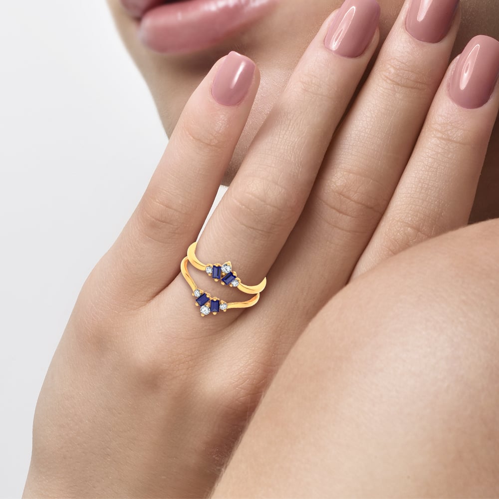 14K 0.44CT Natural SAPPHIRE RING GUARD with 0.20CT Lab Grown Diamonds - Image 4