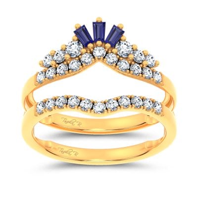 14K 0.12CT Natural SAPPHIRE RING GUARD with 0.59CT Lab Grown Diamonds