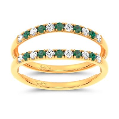 14K 0.58CT Natural Emerald RING GUARD with 0.25CT Lab Grown Diamonds