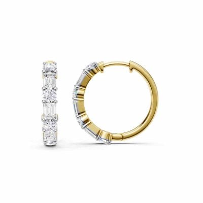 14K 2.00 CT Lab Grown Diamond Hoop Earrings
