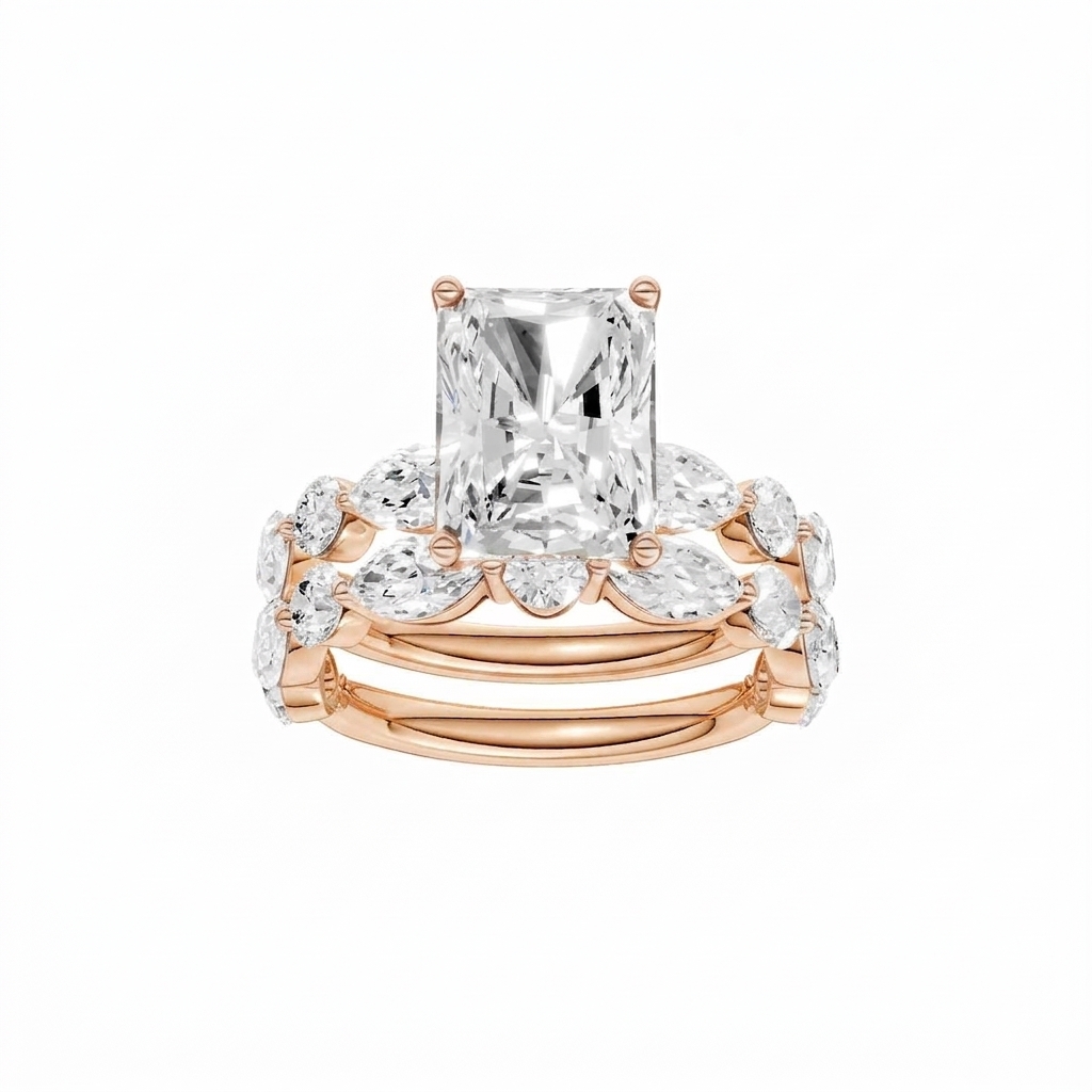 14K 5.00 CT Lab Grown Diamond Bridal Set