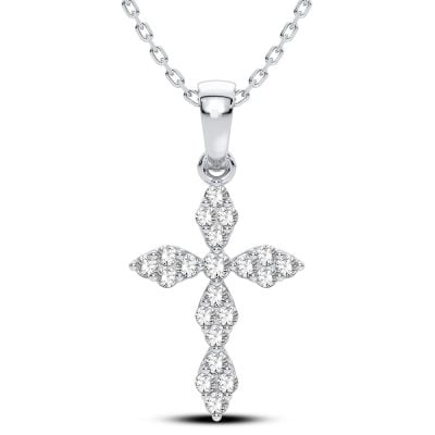 14K 0.25 CT Lab Grown Diamond Cross Pendant