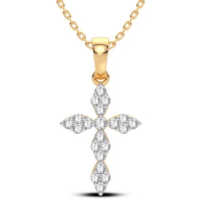14K 0.25 CT Lab Grown Diamond Cross Pendant