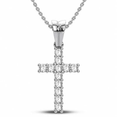 14K 0.25 CT Lab Grown Diamond Cross Pendant