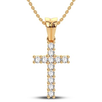 14K 0.25 CT Lab Grown Diamond Cross Pendant
